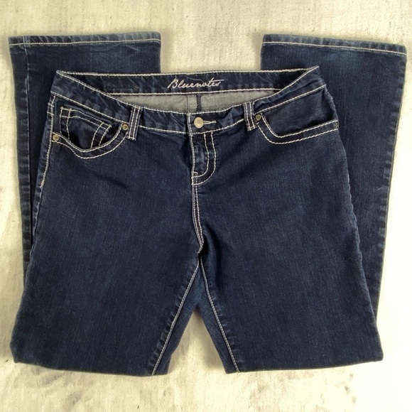 Bluenotes Jeans Womens 32/30 Dark Wash White Stitch Boot Cut Blue Jeans Stretch - Picture 2 of 9